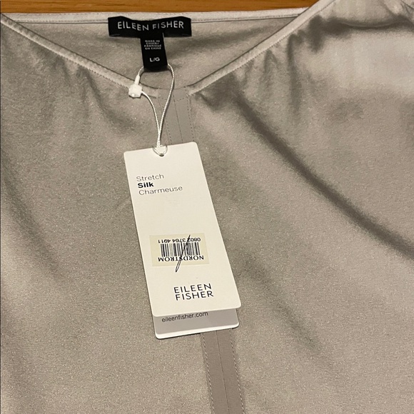 Eileen Fisher Stretch Silk Charmeuse Gray Silk Camisole Women's Top Large NWT - Picture 7 of 10
